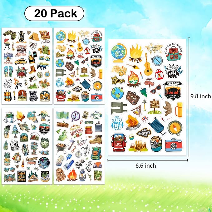 Cool Camping Adhesive Stickers 670 Counts Adventure Hiking Stickers - Image 4