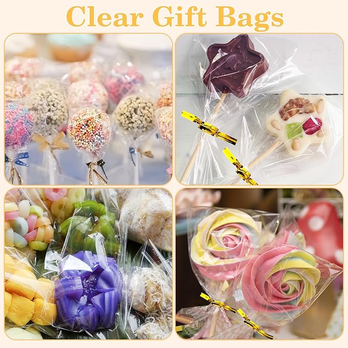 Cidenbio 100 PCS Cellophane Treat Bags, 3x5 In Clear Cellophane Gift Bags - Image 2