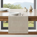 ZeeMart Linen Textured Border Table Runner, 14 x 72 Inch Natural, Farmhouse by ZEEMARTONLINE