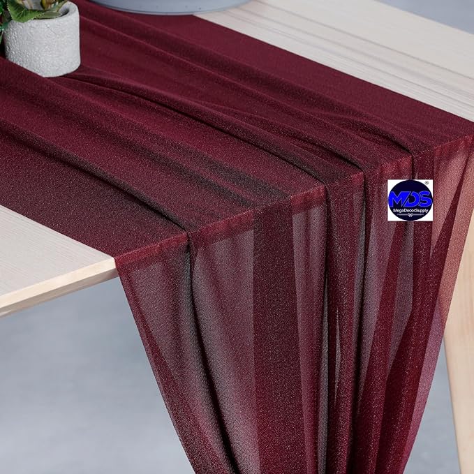 MDS 25 Pack 10ft Chiffon Table Runner 29 x 120 Inches Sheer Wedding Runner - Image 4
