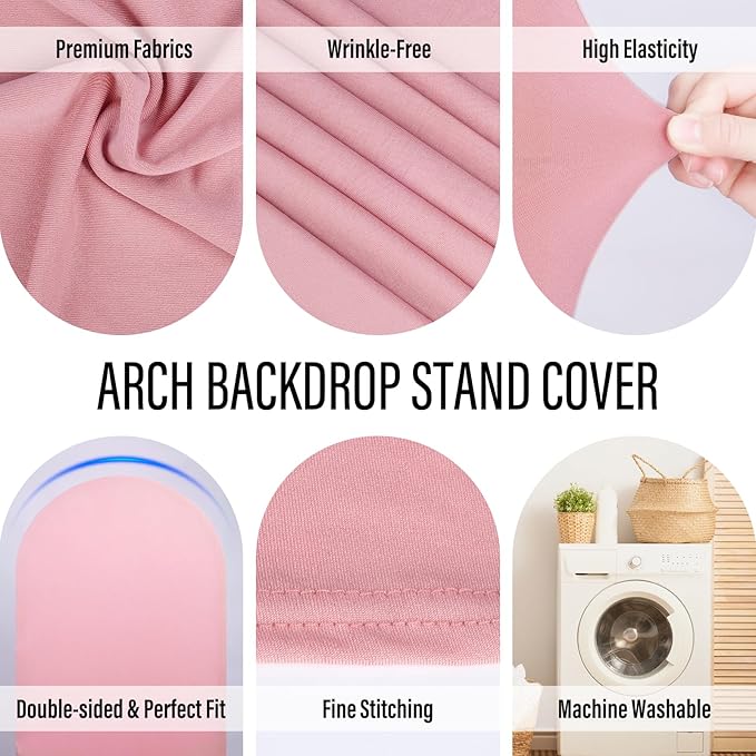 LEBENGURU Upgraded 6FT Wedding Arch Cover, Dusty Pink Spandex Fitted Arch - Image 3