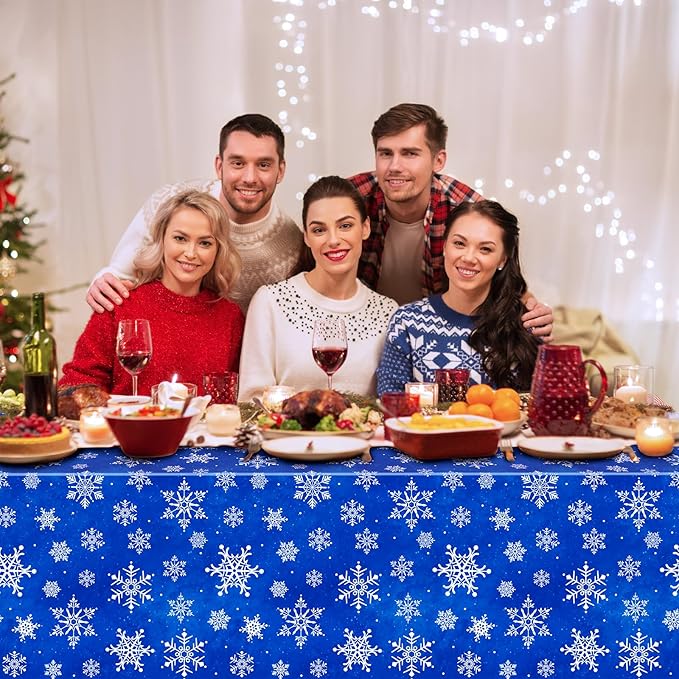 Jectivs 12 Pieces Christmas Snowflake Plastic Party Tablecloth Decorations - Image 6