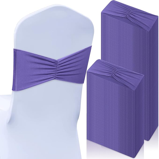 Moukeren 100 Pcs Spandex Chair Sashes Bows Bands Slider Sashes by Moukeren