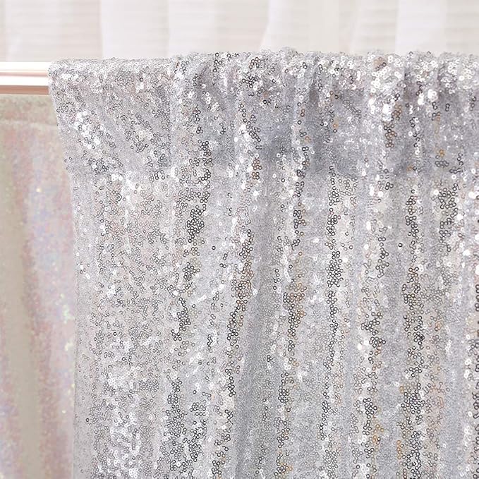Poise3EHome Silver Sequin Backdrop, 20Ft x 10Ft Glitter Photography Background - Image 3