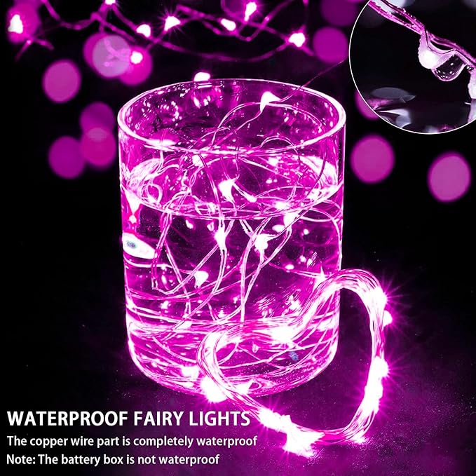 24 Pack Pink Fairy Lights 7Ft 20 LED Twinkle String Lights 3 Modes Battery - Image 2
