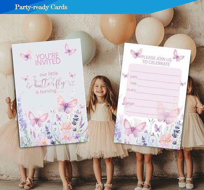 Butterfly First Birthday Invitations - Image 2