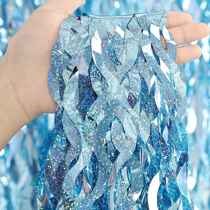4 Pack Light Blue Party Foil Curtain by CYLMFC