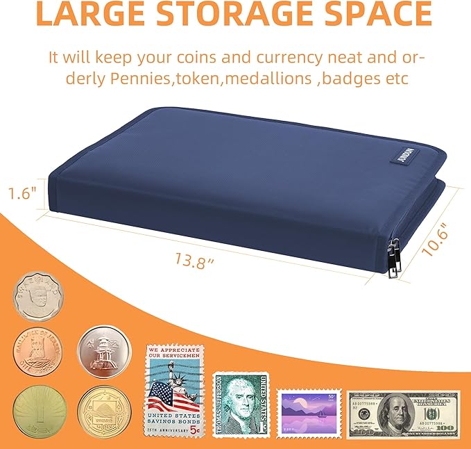 Coin Collection Book Holder for Collectors, 300 Pockets Fireproof Coins - Image 6