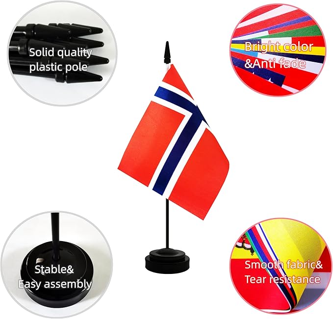 2 Pack Norway Desk Flag, Norwegian Table Office Flag - Image 3