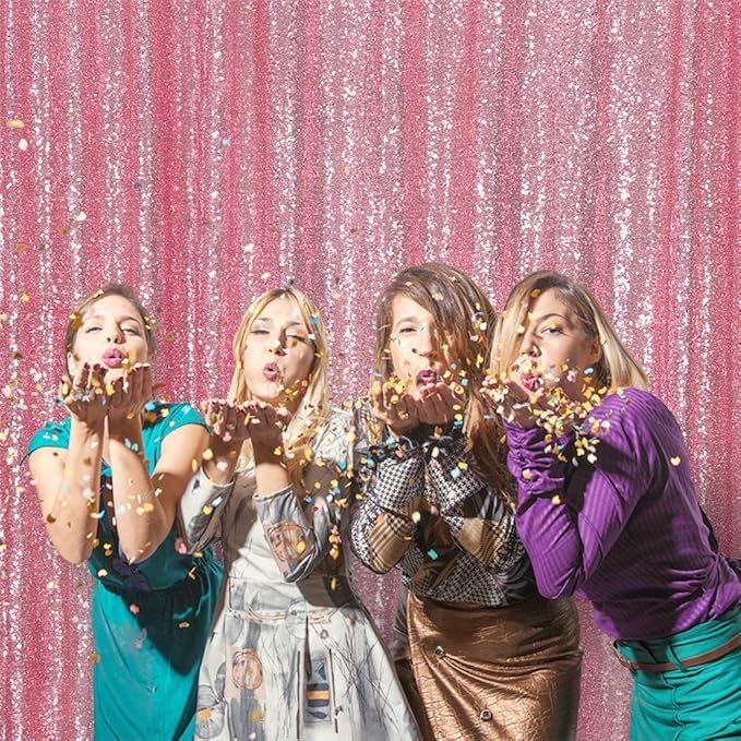 Eternal Beauty Fuchsia Pink Sequin Backdrop, 6x8 Ft Glitter Background Curtains - Image 7