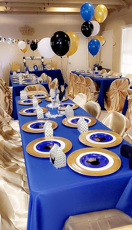 12 Pack Polyester Tablecloth 60 x 102 Inch Royal Blue Tablecloth - Image 8
