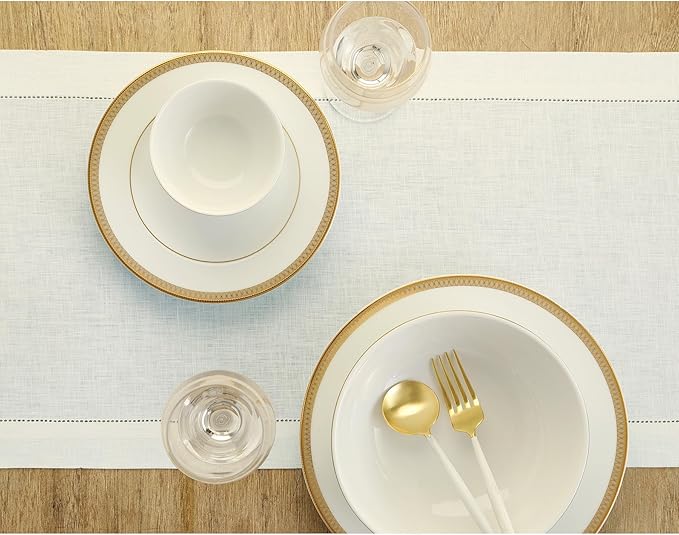 Solino Home Linen Ivory Table Runner 36 Inches - Image 3
