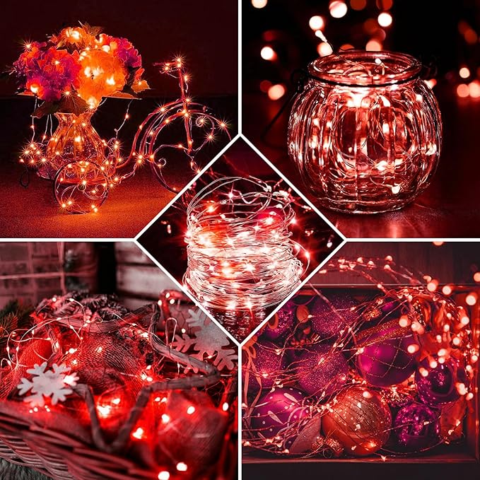 24 Pack Red Fairy Lights 7Ft 20 LED Twinkle String Lights 3 Modes Battery - Image 7