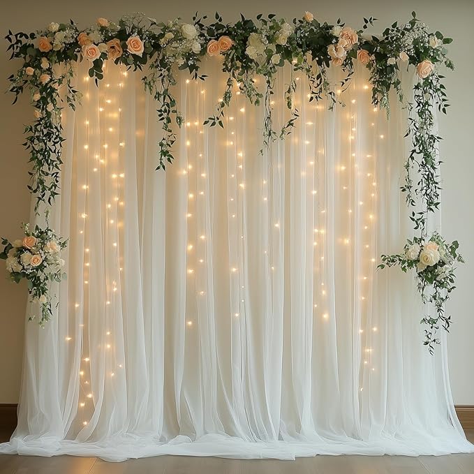 White Tulle Backdrop Curtain by Unknown