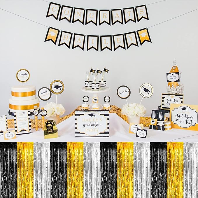 4 Pack 29x108 Inch Metallic Foil Fringe Tinsel Table Skirts - Image 4