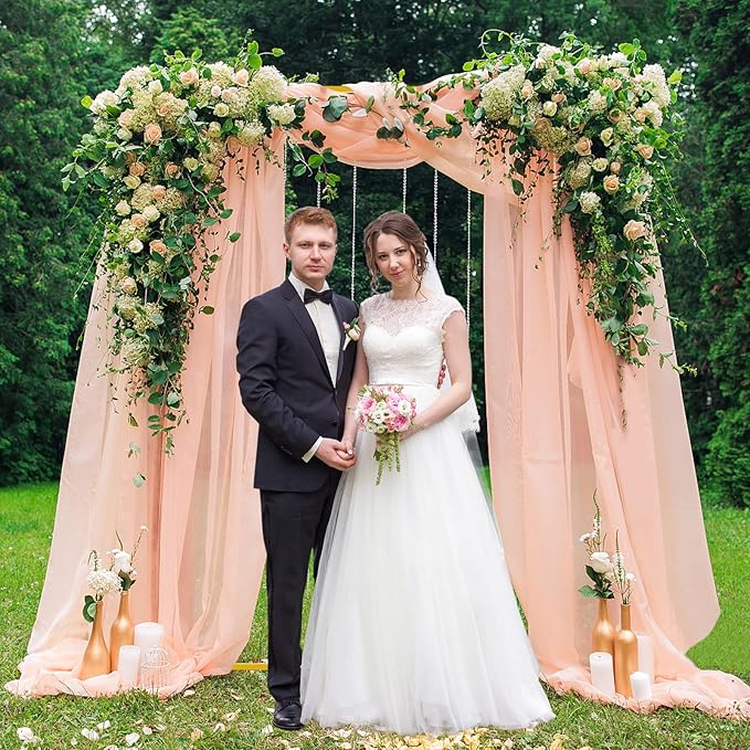 6.6FT x 5.2FT Wedding Arch Backdrop Gold Square Backdrop Stand Metal Balloon - Image 3