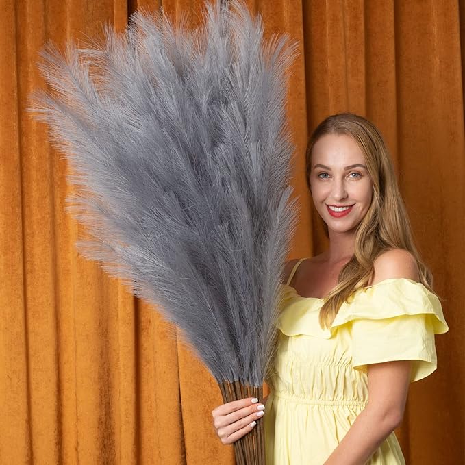 Faux Pampas Grass 6 Stems, Artificial Pampas Grass by EVODIS