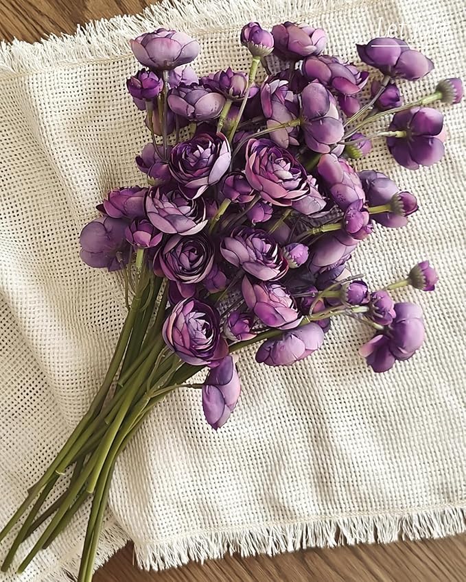 Letjolt Ranunculus Artificial Flower 18 Pcs Purple Silk Ranunculus Wedding - Image 4