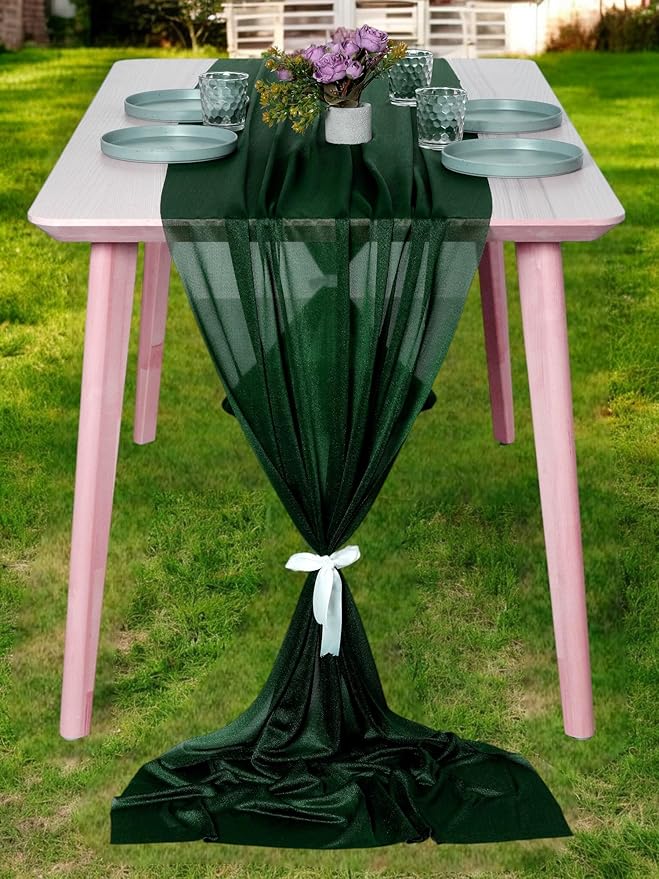 MDS 20 Pack 10ft Chiffon Table Runner 29 x 120 Inches Sheer Wedding Runner by MDS