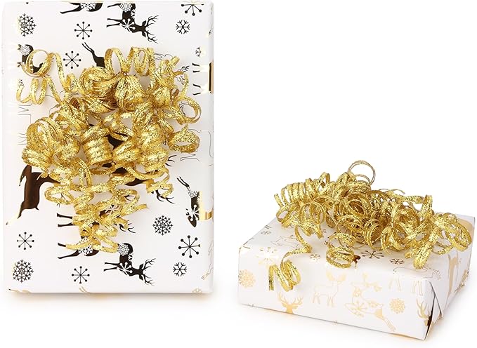 6" Metallic Gold Christmas Curly Ribbon Bows - Image 8
