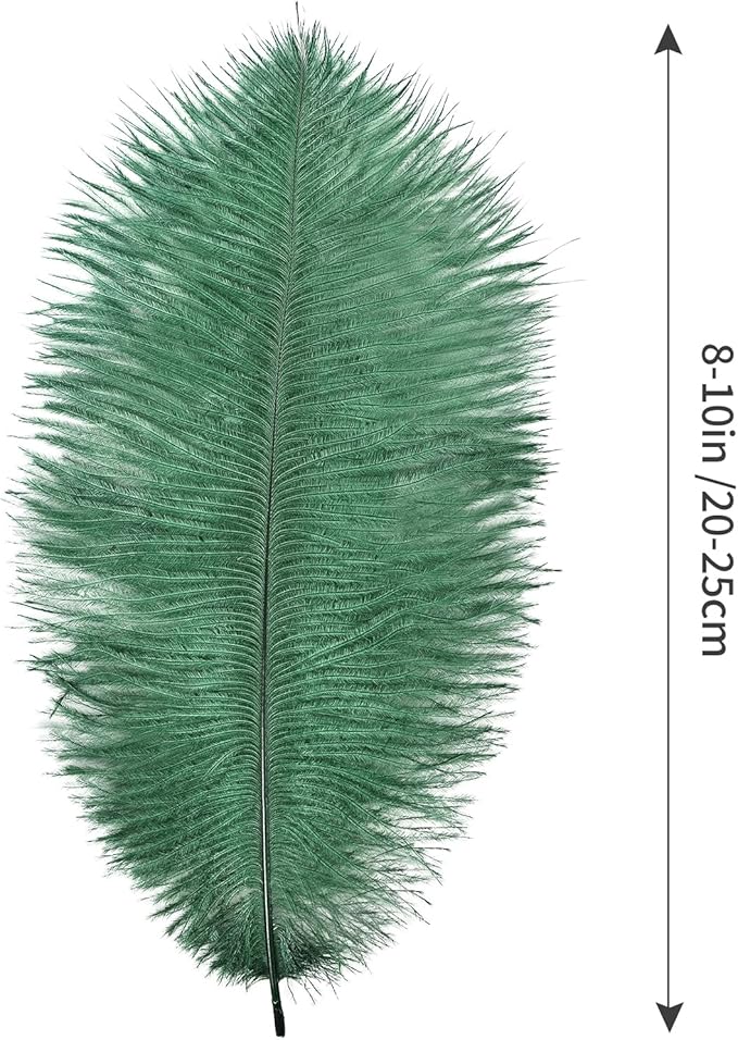 THARAHT Blackish Green Ostrich Feathers 24pcs Natural Bulk 8-10Inch 20cm-25cm - Image 2