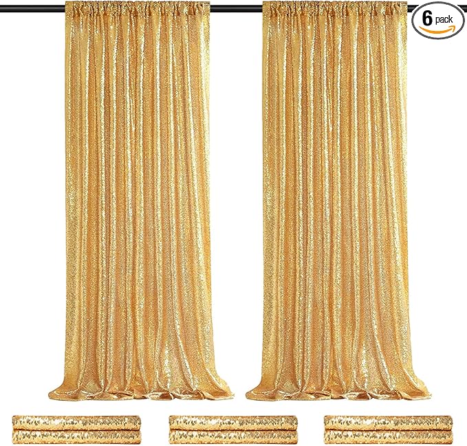 Gold Sequin Backdrop Curtain Drapes by QueenDream