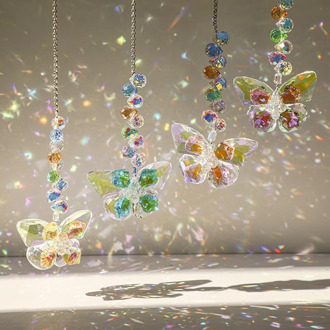 HDCRYSTALGIFTS 4pcs Crystal Butterfly Suncatchers - Image 3