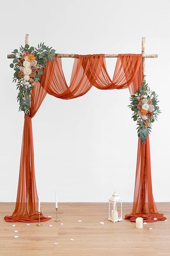 Burnt Orange Artificial Wedding Arch Flowers Kit - Image 2