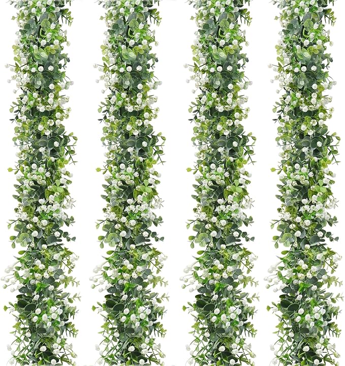 SOMYTING Artificial Eucalyptus Garland 4 Packs 6Ft Faux Eucalyptus Garlands by SOMYTING