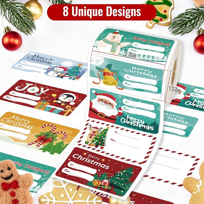 500 PCS Christmas Gift Tags Christmas Santa Claus Stickers Self Adhesive - Image 2