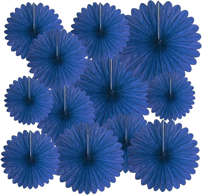 20 Pcs Navy Blue Hanging Paper Fan, Hanging Honeycomb Round Paper Fans by Zankubom