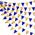 Royal Blue Gold Party Decoration Navy Blue Gold Triangle Pennant Banner Flag by pinkblume