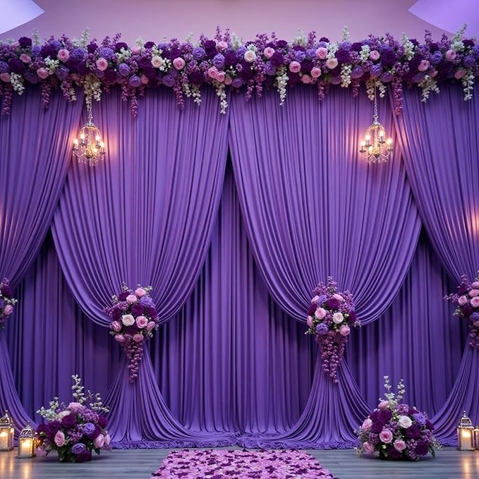 8 Panels Purple Backdrop Curtains - Image 3