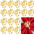 Bokon 50 Pcs Gold Napkin Rings Metal Leaf Napkin Holders Delicate Rings Bulk by Bokon