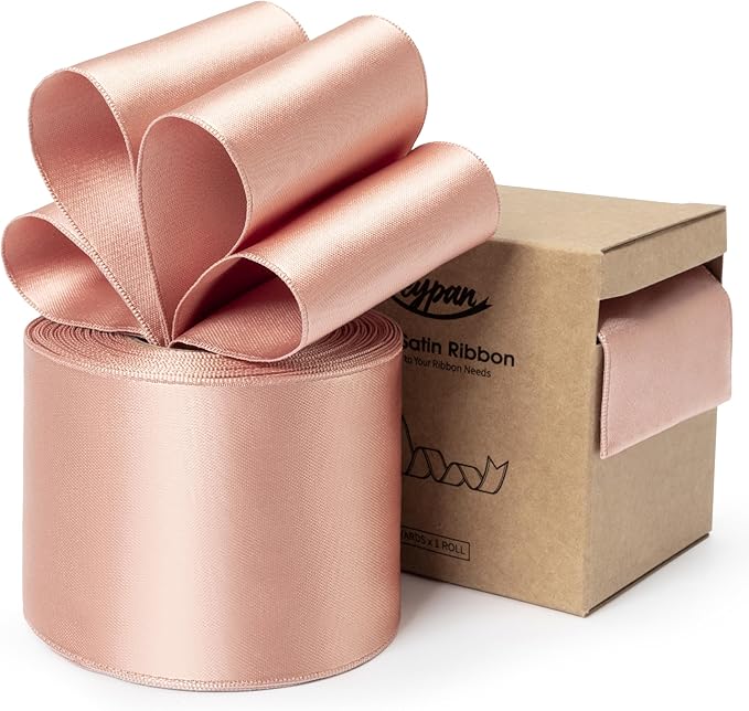 Rose Gold Satin Ribbon Double-Faced Wired Ribbons by Keypan