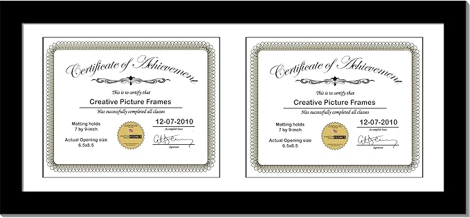 Creative Picture Frames 10X20Bk-W Black Horizontal Double Diploma Frame by CreativePictureFrames