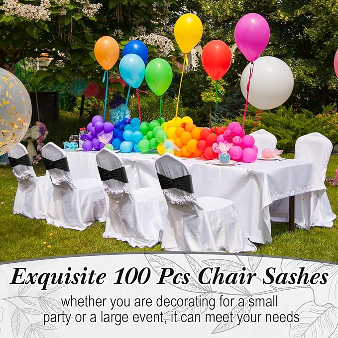 Moukeren 100 Pcs Spandex Chair Sashes Bows Bands Slider Sashes - Image 5