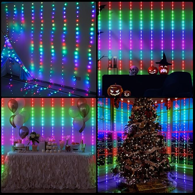 KPORE Smart Fairy Curtain Lights – 300 LED Color-Changing String - Image 3