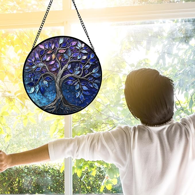 Stained Glass Window Hanging, and Mom 9.8 in - Image 3
