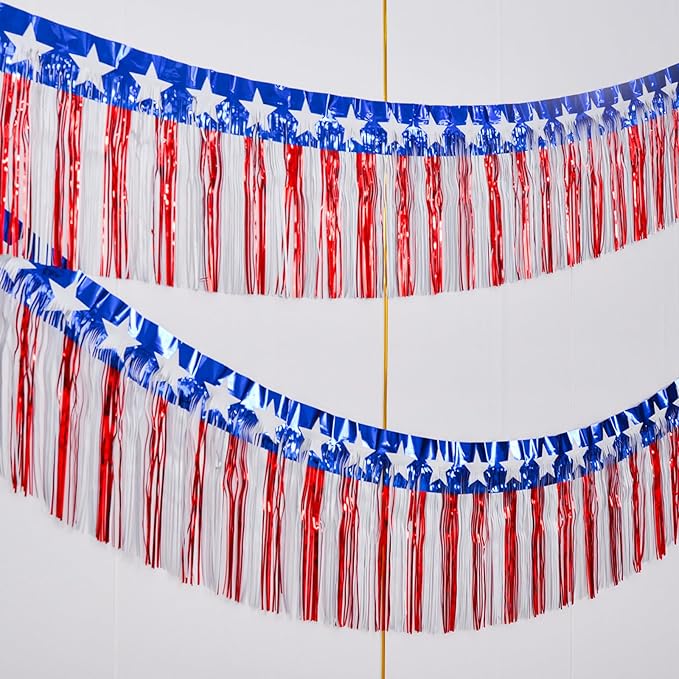 Mega-L 4th of July Decorations 2Packs 39 Feet Foil Fringe Garland Tinsel - Image 6