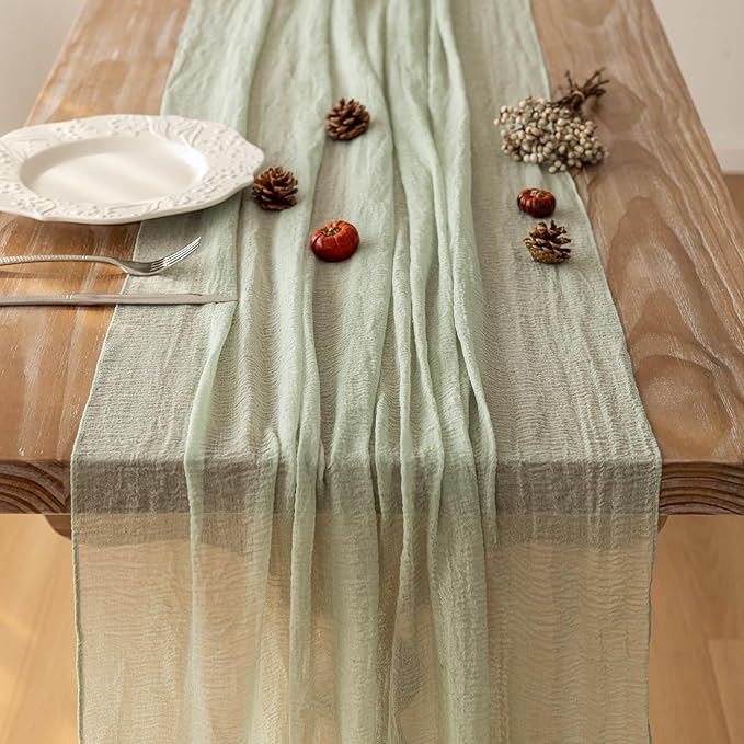 6pcs Cheesecloth Table Runner Sage Green Gauze 120 Inch 10 FT Rustic Boho - Image 4