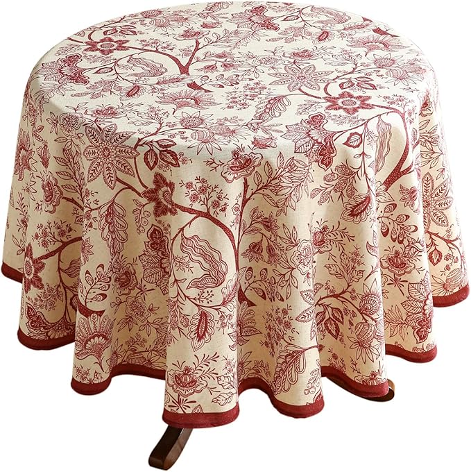 ISAENNE Designer French Linen Round Tablecloth, Durable Home Decor Tablecloths by Isaennehomedecoration