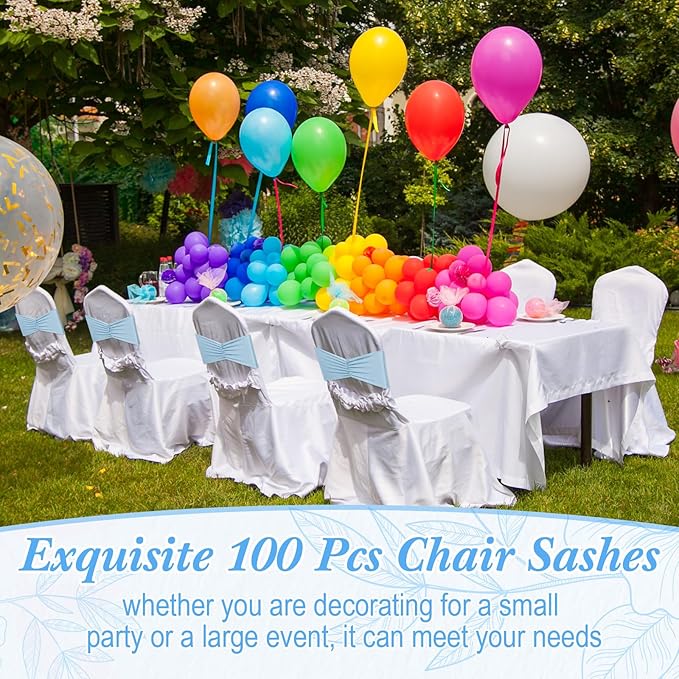 Moukeren 100 Pcs Spandex Chair Sashes Bows Bands Slider Sashes - Image 5