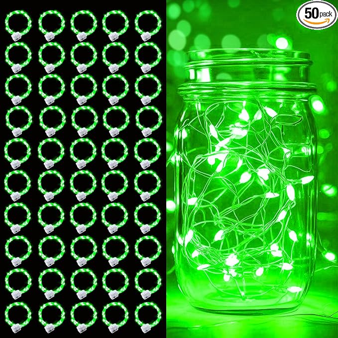 pozzolanas 50 Pack Green Battery Operated String Lights - 7ft Waterproof Fairy by pozzolanas
