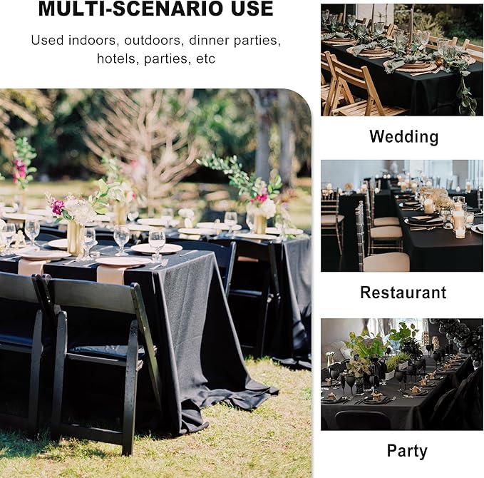sancua 8 Pack Black Tablecloth 90 x 132 Inch - Image 6