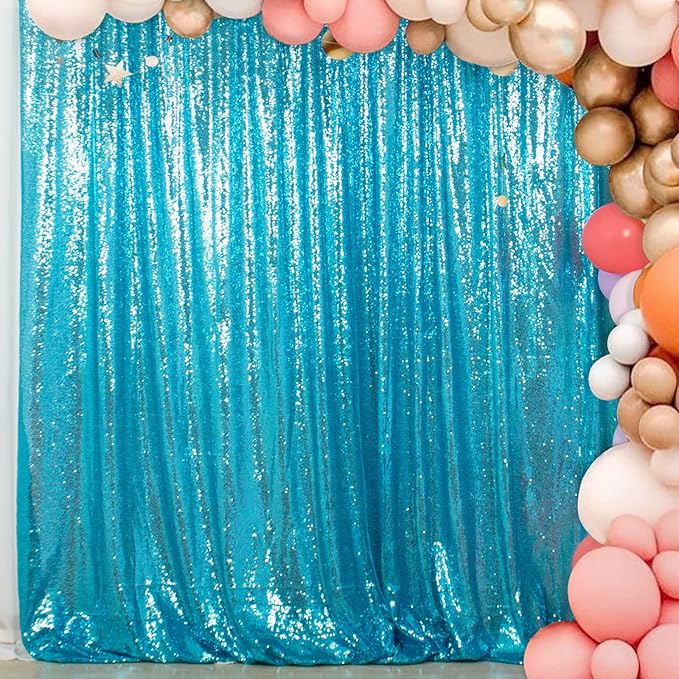 ShinyBeauty Turquoise Sequin Backdrop 10FTx10FT Photo Backdrop by ShinyBeauty