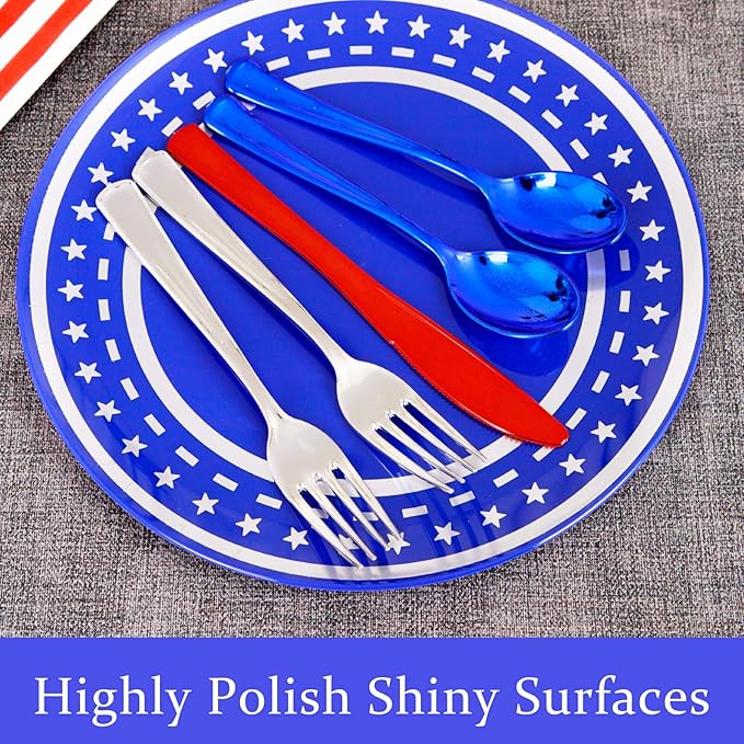 NOCCUR 180PCS Independence Day Silverware - Image 4