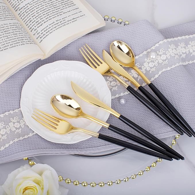 I00000 60 Pack Gold Silverware Set - Image 3