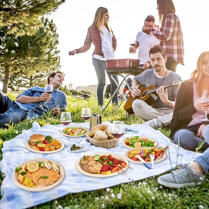 Vplus 100% Compostable Oval Paper Plates 12 inch 120 Pack Super Strong - Image 7