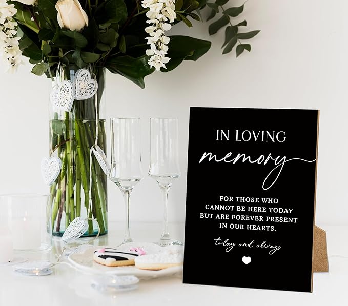 Wedding Memorial Sign, 8x11 Black Minimalist Style Memorial Table Sign - Image 3